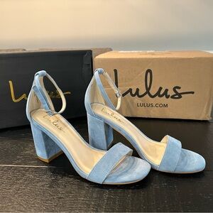 Arylee Light Blue Suede Ankle Strap Heels size 7